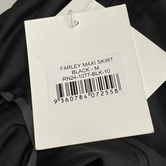 Runaway The Label Women's Maxi Skirt Black Size M Farley Low Rise High Side - Picture 2 of 8